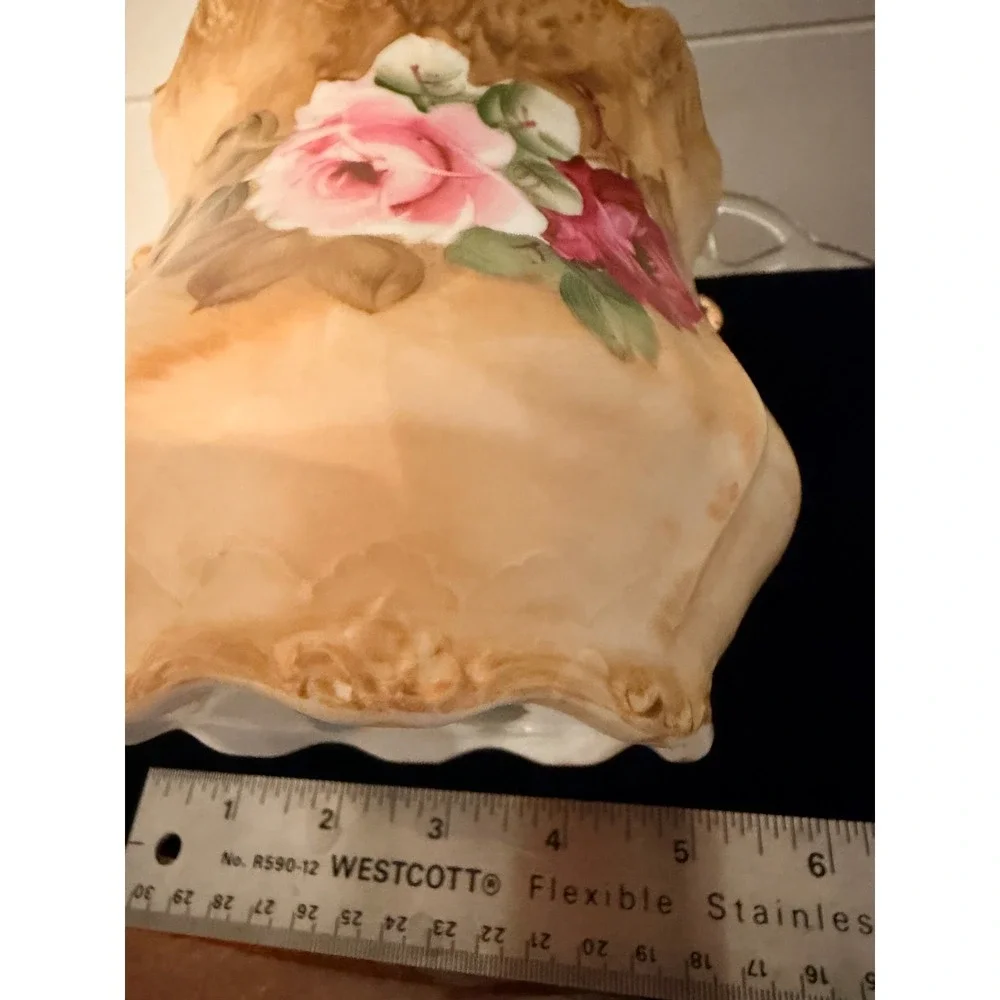 Vintage PorcelainVintage Biscuit Jar Excellent Floral Gold Trim Handpainted